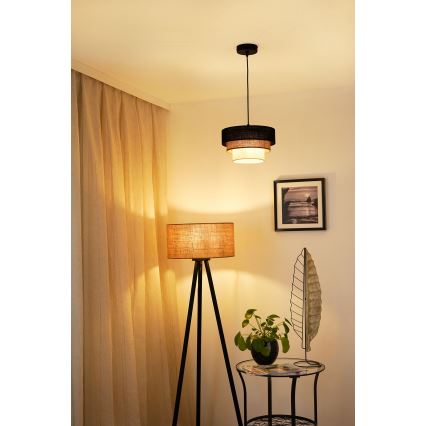Brilagi - Żyrandol na lince ASPEN LUNETA 1xE27/15W/230V śr. 25 cm czarny/beżowy/kremowy
