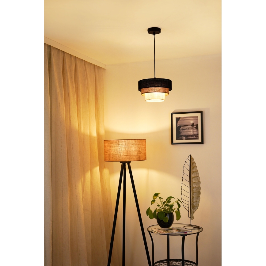 Brilagi - Żyrandol na lince ASPEN LUNETA 1xE27/15W/230V śr. 25 cm czarny/beżowy/kremowy