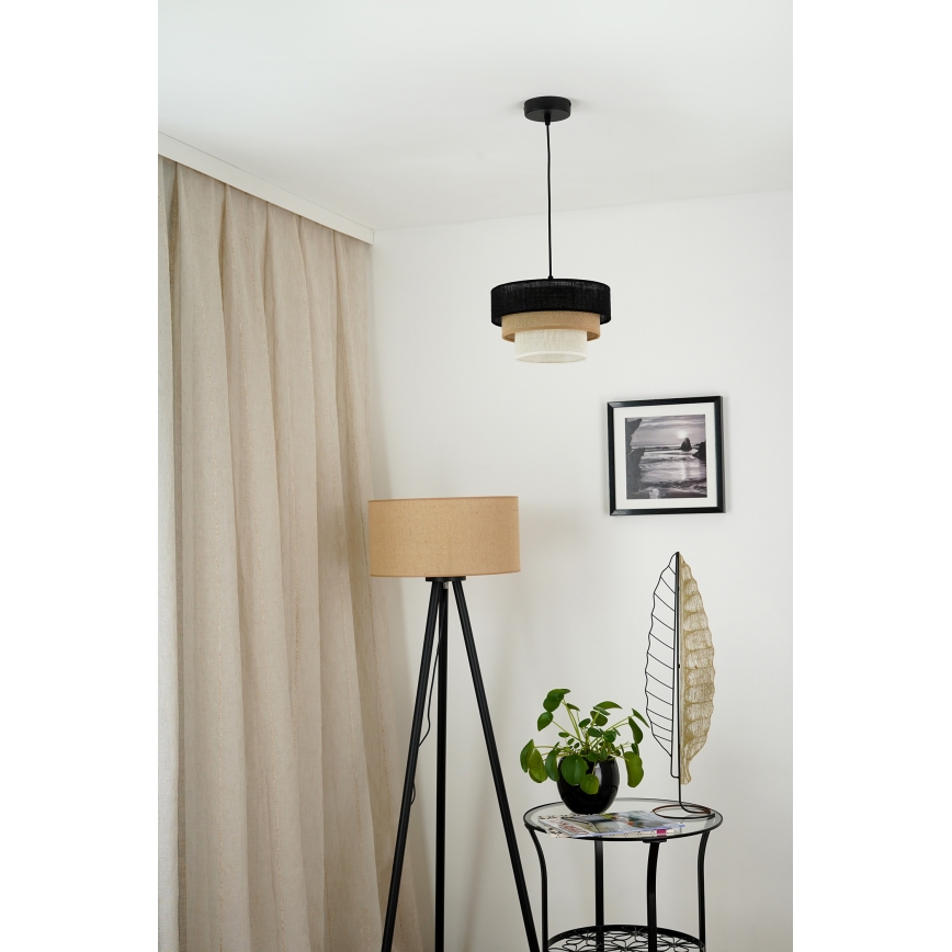 Brilagi - Żyrandol na lince ASPEN LUNETA 1xE27/15W/230V śr. 25 cm czarny/beżowy/kremowy