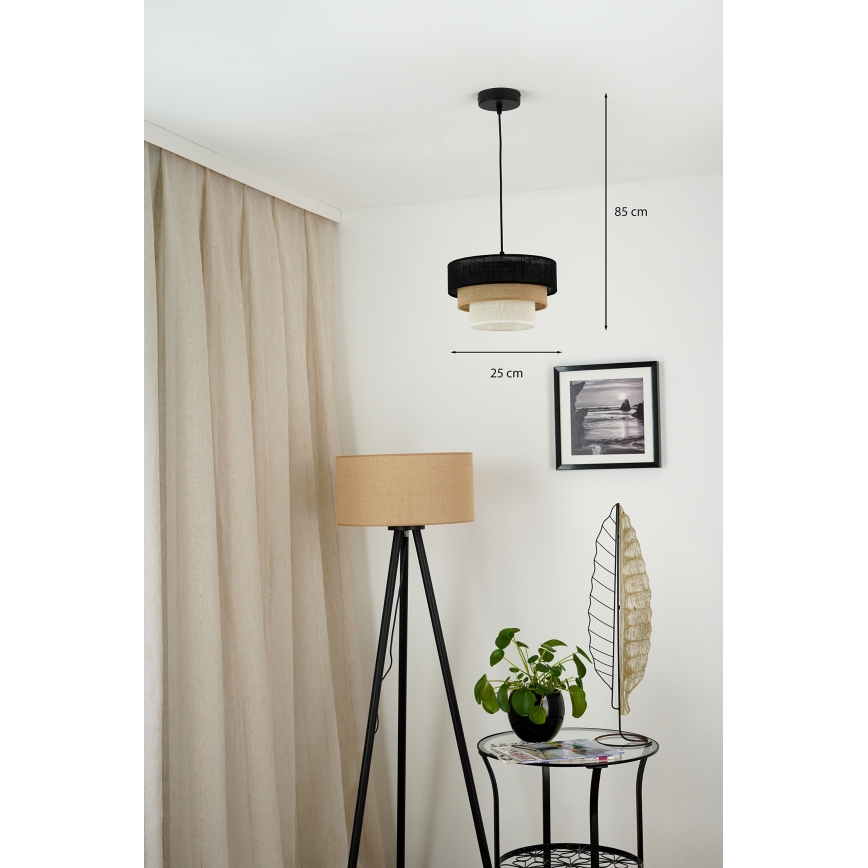 Brilagi - Żyrandol na lince ASPEN LUNETA 1xE27/15W/230V śr. 25 cm czarny/beżowy/kremowy