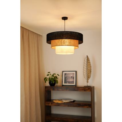 Brilagi - Żyrandol na lince ASPEN LUNETA 1xE27/15W/230V śr. 60 cm czarny/beżowy/kremowy