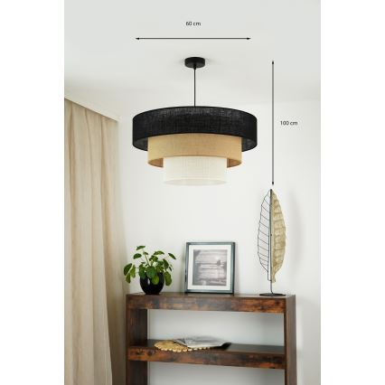 Brilagi - Żyrandol na lince ASPEN LUNETA 1xE27/15W/230V śr. 60 cm czarny/beżowy/kremowy