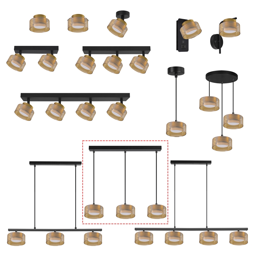 Brilagi - Żyrandol na lince AURA LUX 3xGX53/30W/230V czarny/złoty