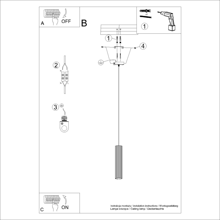 Brilagi - Żyrandol na lince CRESTO 1xGU10/10W/230V biały