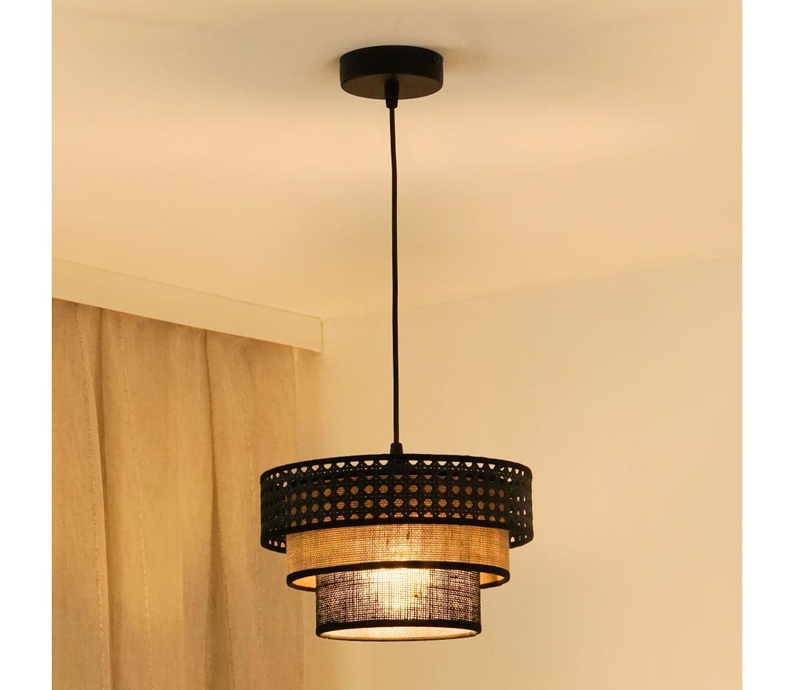 Brilagi - Żyrandol na lince DAKOTA LUNETA 1xE27/15W/230V śr. 25 cm czarny/beżowy