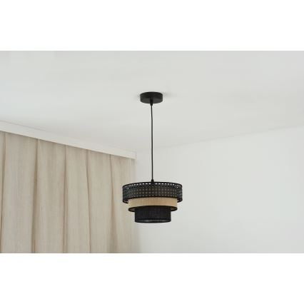 Brilagi - Żyrandol na lince DAKOTA LUNETA 1xE27/15W/230V śr. 25 cm czarny/beżowy
