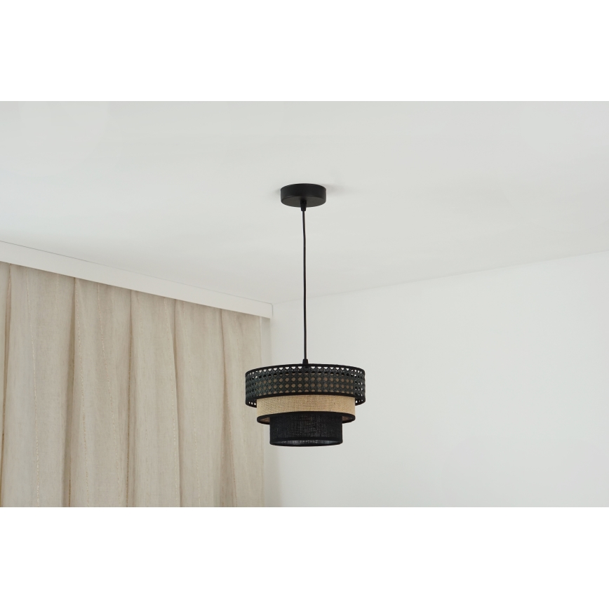 Brilagi - Żyrandol na lince DAKOTA LUNETA 1xE27/15W/230V śr. 25 cm czarny/beżowy