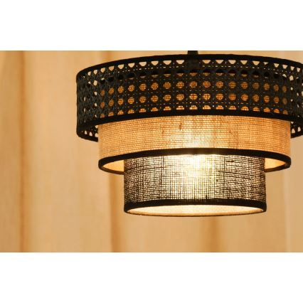 Brilagi - Żyrandol na lince DAKOTA LUNETA 1xE27/15W/230V śr. 25 cm czarny/beżowy
