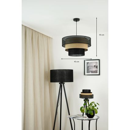 Brilagi - Żyrandol na lince DAKOTA LUNETA 1xE27/15W/230V śr. 45 cm czarny/beżowy