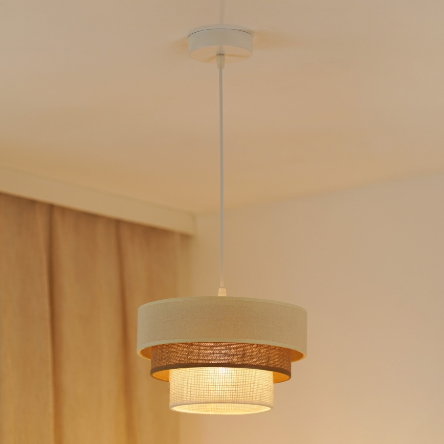 Brilagi - Żyrandol na lince DENVER LUNETA 1xE27/15W/230V śr. 25 cm beżowy/brązowy/kremowy