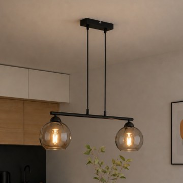 Brilagi - Żyrandol na lince DIOR 2xE27/60W/230V czarny/dymnoszary