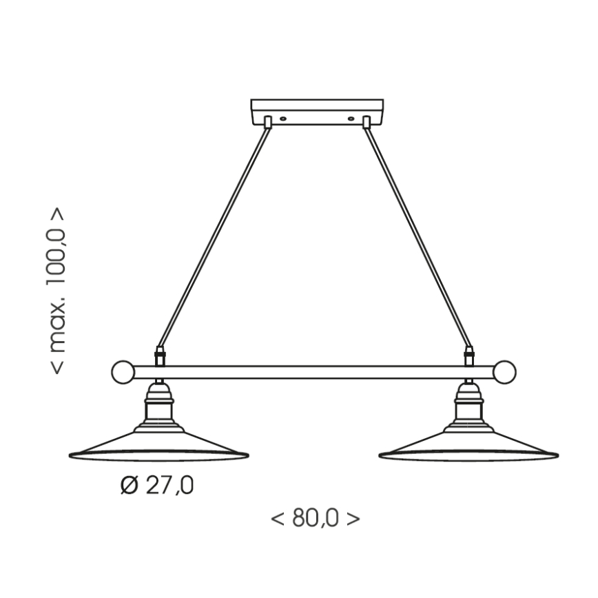 Brilagi - Żyrandol na lince FORGE 2xE27/60W/230V brązowy