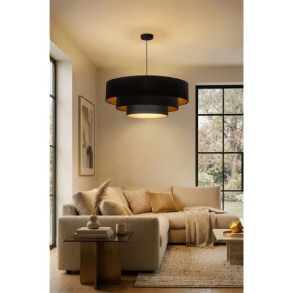 Brilagi - Żyrandol na lince LUNETA 3xE27/60W/230V Ø 80 cm czarny/złoty