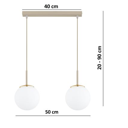 Brilagi - Żyrandol na lince MILO 2xE27/60W/230V beżowy/złoty
