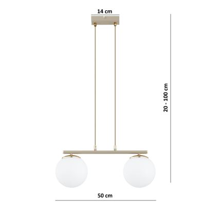 Brilagi - Żyrandol na lince MILO 2xE27/60W/230V beżowy/złoty
