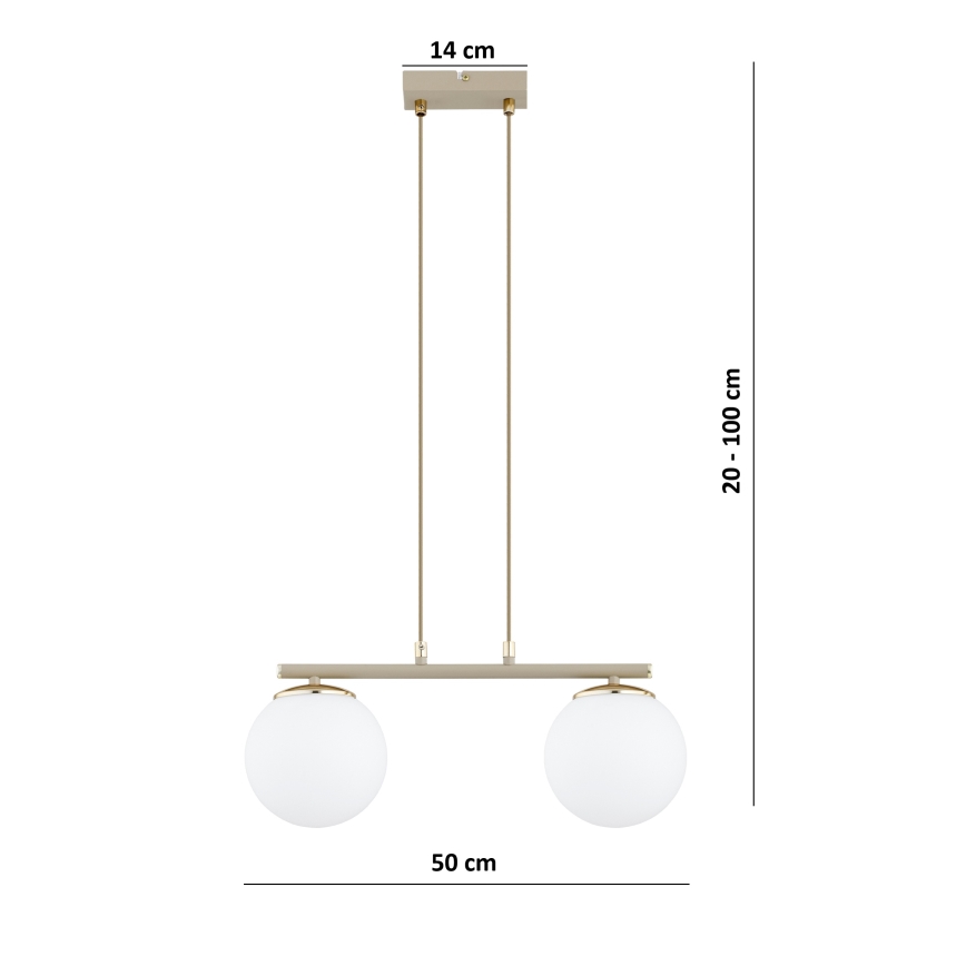 Brilagi - Żyrandol na lince MILO 2xE27/60W/230V beżowy/złoty