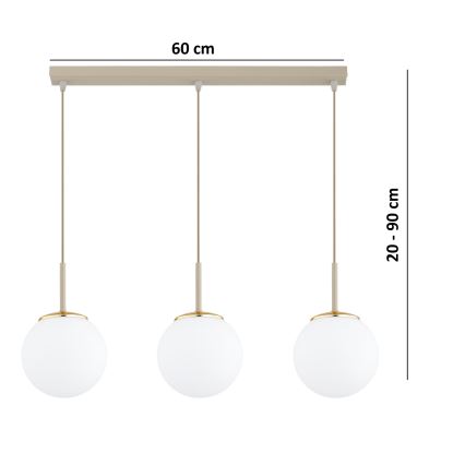 Brilagi - Żyrandol na lince MILO 3xE27/60W/230V beżowy/złoty