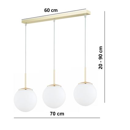 Brilagi - Żyrandol na lince MILO 3xE27/60W/230V złoty