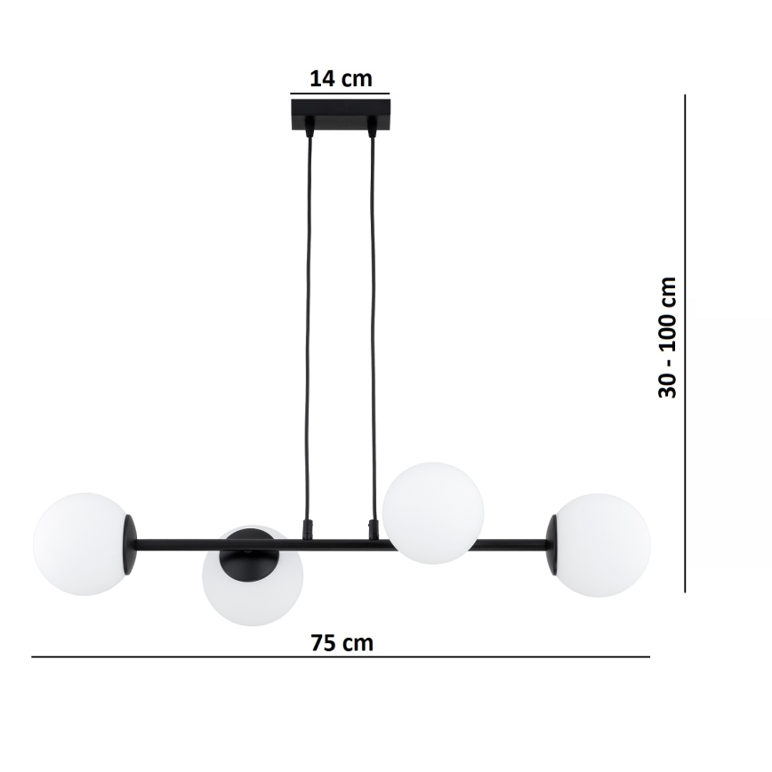 Brilagi - Żyrandol na lince MILO 4xE27/60W/230V czarny