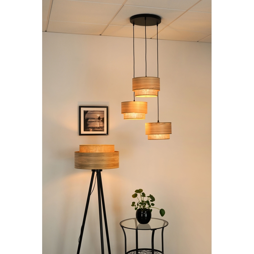 Brilagi - Żyrandol na lince MONTANA BOHO 3xE27/15W/230V brązowy/czarny