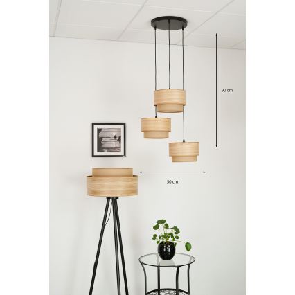 Brilagi - Żyrandol na lince MONTANA BOHO 3xE27/15W/230V brązowy/czarny