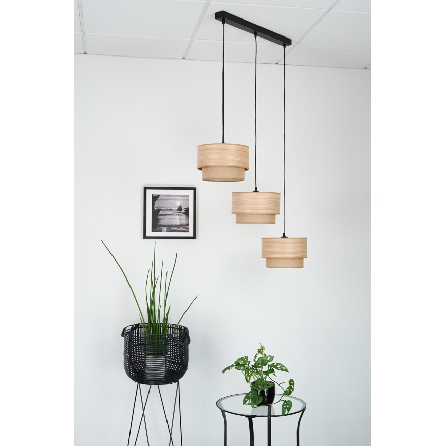 Brilagi - Żyrandol na lince MONTANA BOHO 3xE27/15W/230V brązowy/czarny