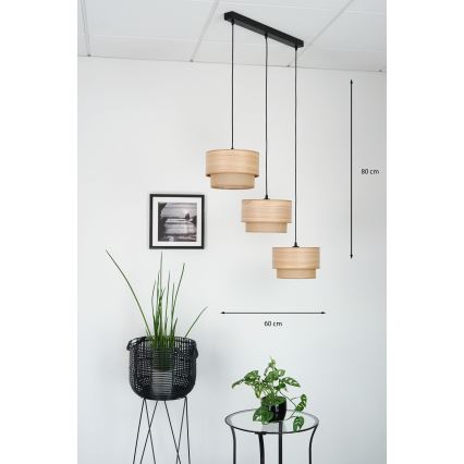 Brilagi - Żyrandol na lince MONTANA BOHO 3xE27/15W/230V brązowy/czarny