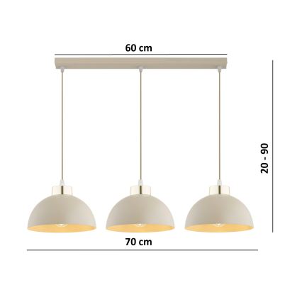 Brilagi - Żyrandol na lince MOON 3xE27/60W/230V beżowy/złoty