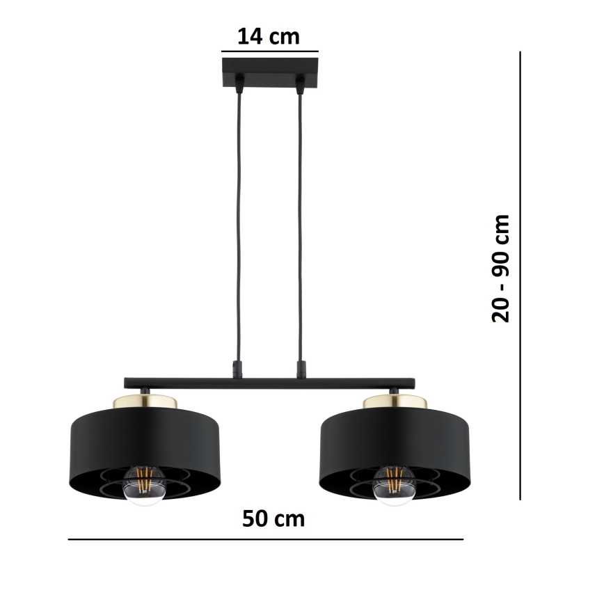 Brilagi - Żyrandol na lince SPRING 2xE27/60W/230V czarny/złoty