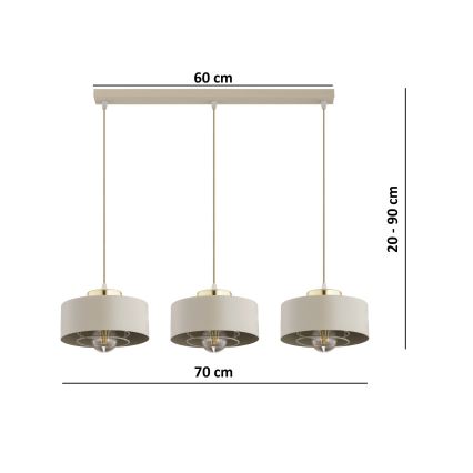 Brilagi - Żyrandol na lince SPRING 3xE27/60W/230V beżowy/złoty
