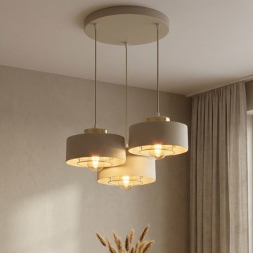 Brilagi - Żyrandol na lince SPRING 3xE27/60W/230V beżowy/złoty