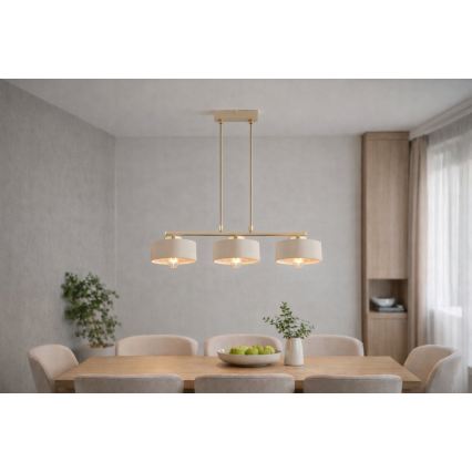 Brilagi - Żyrandol na lince SPRING 3xE27/60W/230V beżowy/złoty