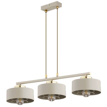 Brilagi - Żyrandol na lince SPRING 3xE27/60W/230V beżowy/złoty