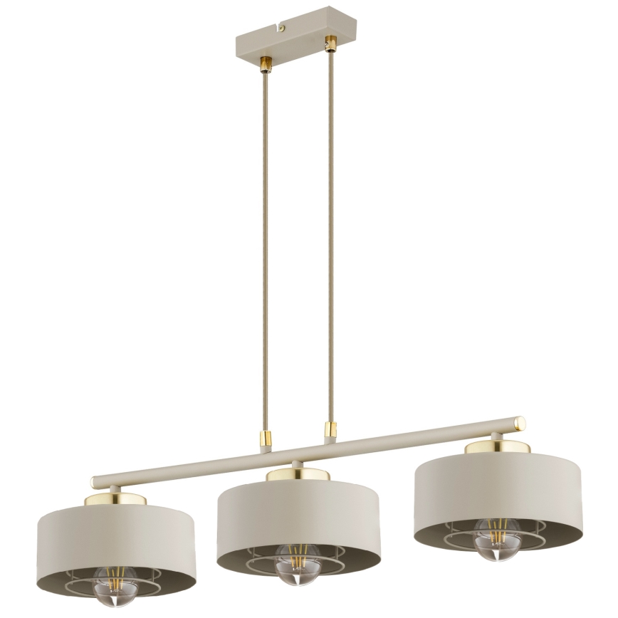 Brilagi - Żyrandol na lince SPRING 3xE27/60W/230V beżowy/złoty