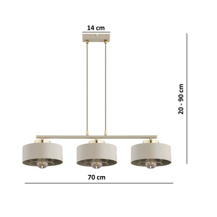Brilagi - Żyrandol na lince SPRING 3xE27/60W/230V beżowy/złoty