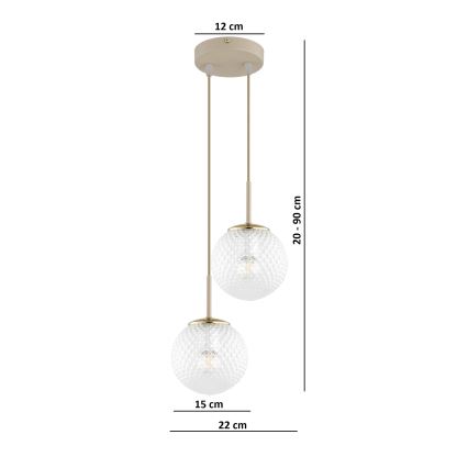Brilagi - Żyrandol na lince STELLA 2xE27/60W/230V beżowy/złoty