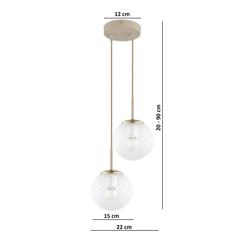 Brilagi - Żyrandol na lince STELLA 2xE27/60W/230V beżowy/złoty