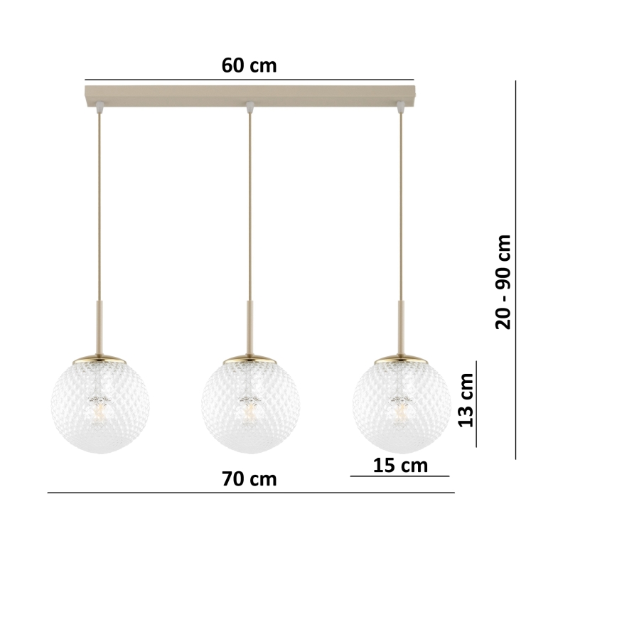 Brilagi - Žyrandol na lince STELLA 3xE27/60W/230V beżowy/złoty
