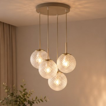 Brilagi - Żyrandol na lince STELLA 4xE27/60W/230V beżowy/złoty