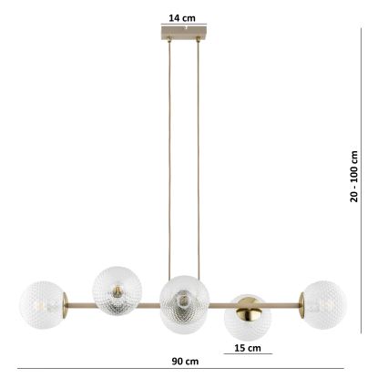 Brilagi - Żyrandol na lince STELLA 6xE27/60W/230V beżowy/złoty