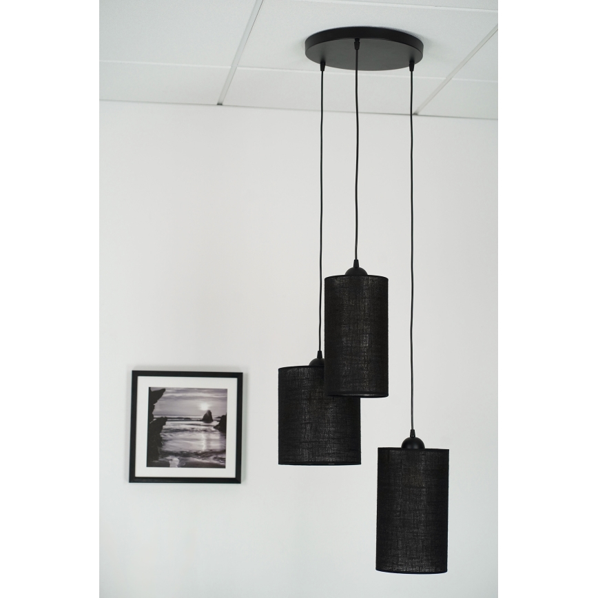 Brilagi - Żyrandol na lince TUBES 3xE27/15W/230V czarny
