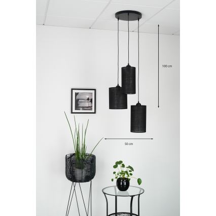 Brilagi - Żyrandol na lince TUBES 3xE27/15W/230V czarny