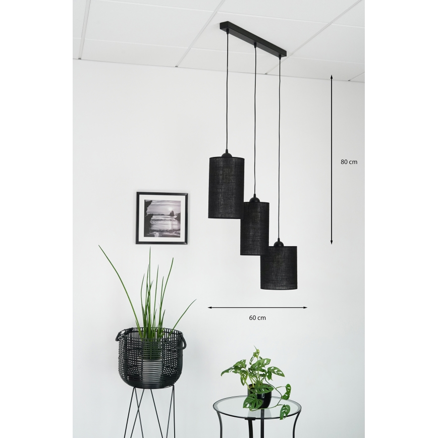 Brilagi - Żyrandol na lince TUBES 3xE27/15W/230V czarny