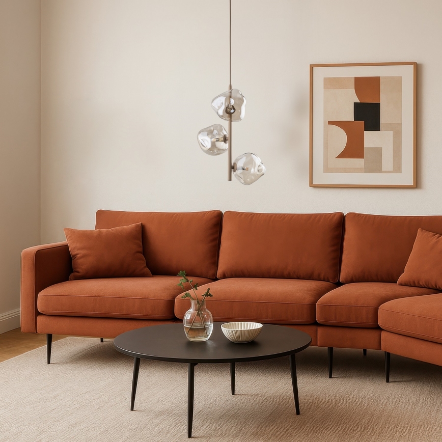 Brilagi - Żyrandol na lince VULCANO 3xG9/8W/230V beżowy/dymny beżowy