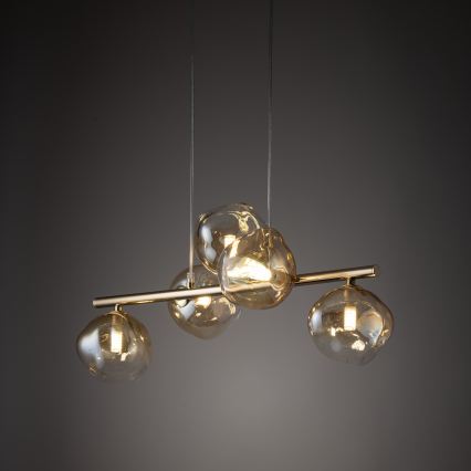 Brilagi - Żyrandol na lince VULCANO 5xG9/8W/230V złoty/dymny beżowy