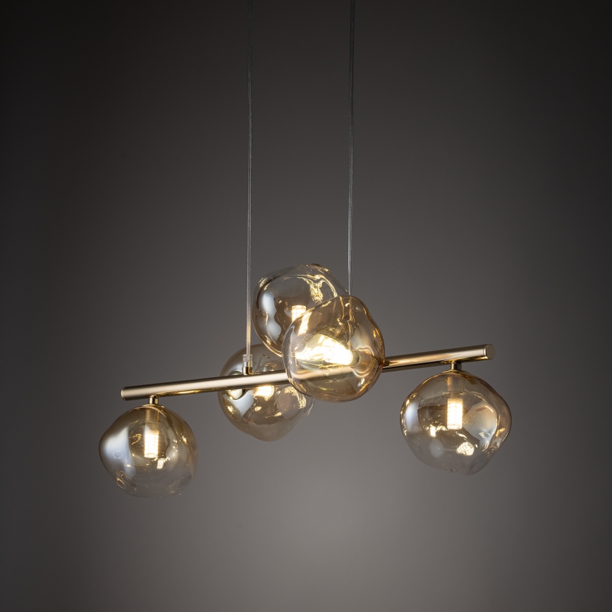 Brilagi - Żyrandol na lince VULCANO 5xG9/8W/230V złoty/dymny beżowy