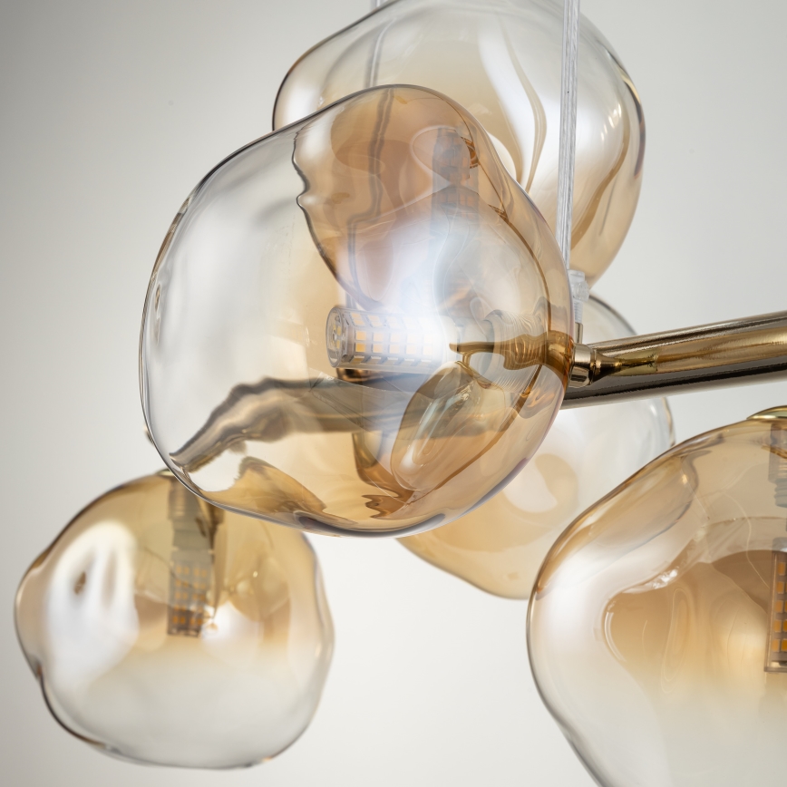 Brilagi - Żyrandol na lince VULCANO 5xG9/8W/230V złoty/dymny beżowy