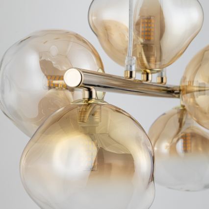 Brilagi - Żyrandol na lince VULCANO 5xG9/8W/230V złoty/dymny beżowy