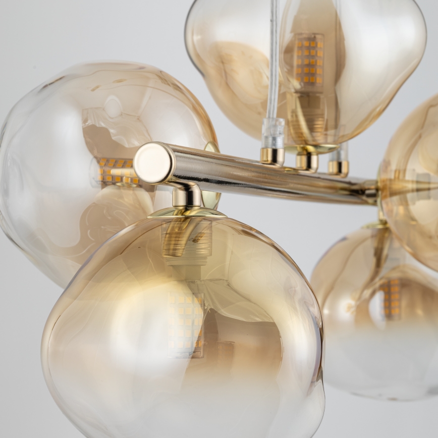 Brilagi - Żyrandol na lince VULCANO 5xG9/8W/230V złoty/dymny beżowy