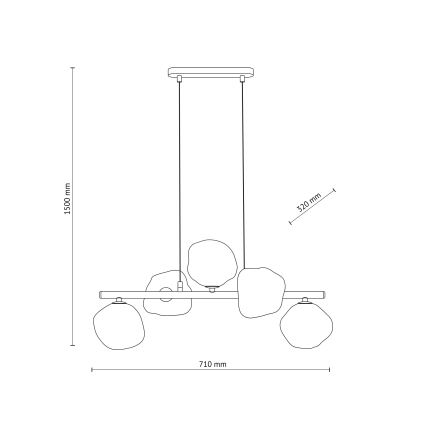 Brilagi - Żyrandol na lince VULCANO 5xG9/8W/230V złoty/dymny beżowy